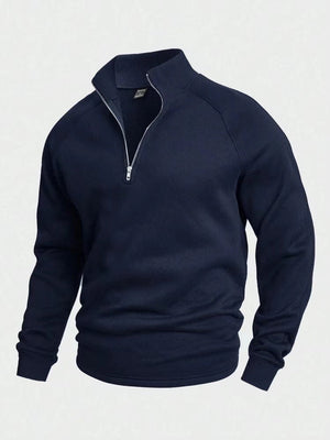 Men's Zipped Stand Collar Fleece Sweater Autumn And Winter