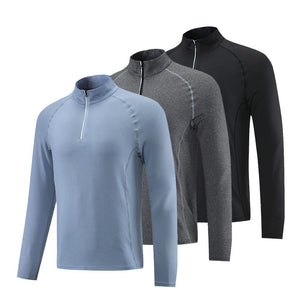 Autumn And Winter Outdoor Bottoming Shirt Men's Sports Quick-drying Breathable Small Stand Collar Top