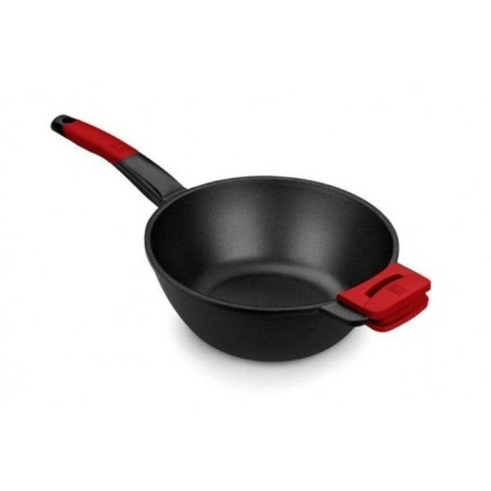 Wok BRA A412028 Rouge/Noir Ø 28 cm Acier inoxydable (1 Unité) (Ø 28 cm)